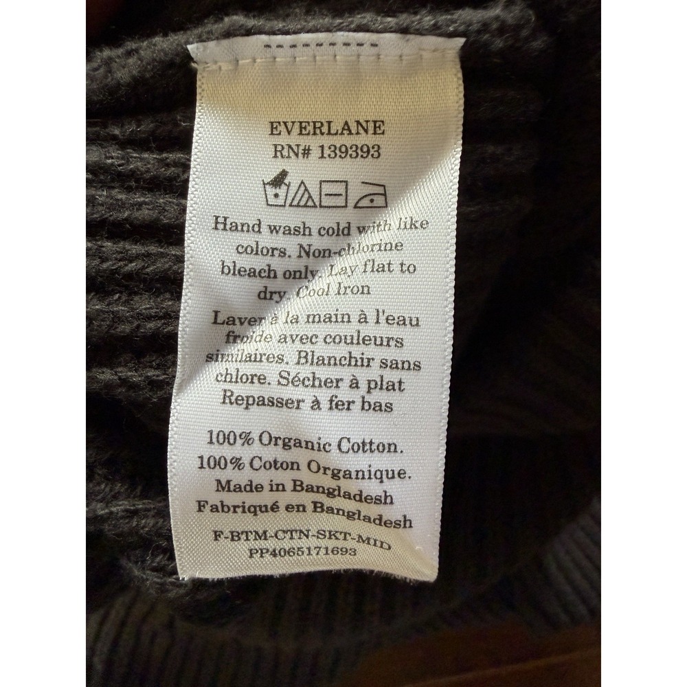 Everlane Organic Cotton Sweater Midi Skirt Women's Large Black Ribbed Knit NWOT - Picture 3 of 8